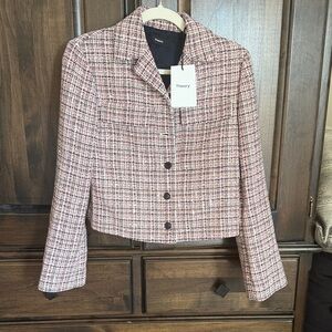 Theory Women's Pink and Black Checkered Blazer